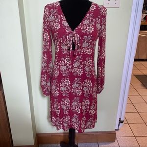 American Eagle sz S red floral long sleeve dress